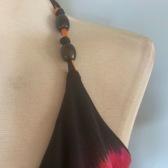 Floral Halter Maxi Dress - Black, Red, Orange-C - Picture 6 of 6